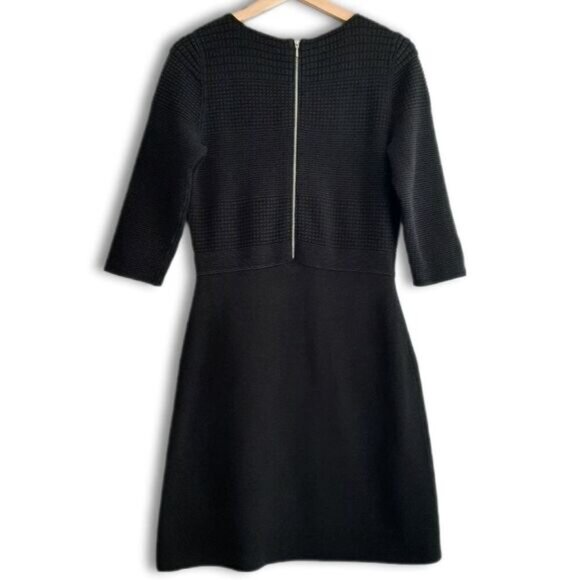 TALBOTS Sweater Textured Fine Knit V-Neck Dress Black Sz M P - Picture 10 of 15